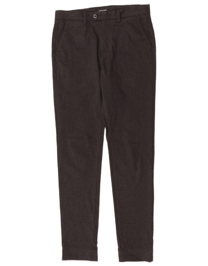 Calça masculina de terno slim Jack & Jones W30 L32 cinza houndstooth poliéster