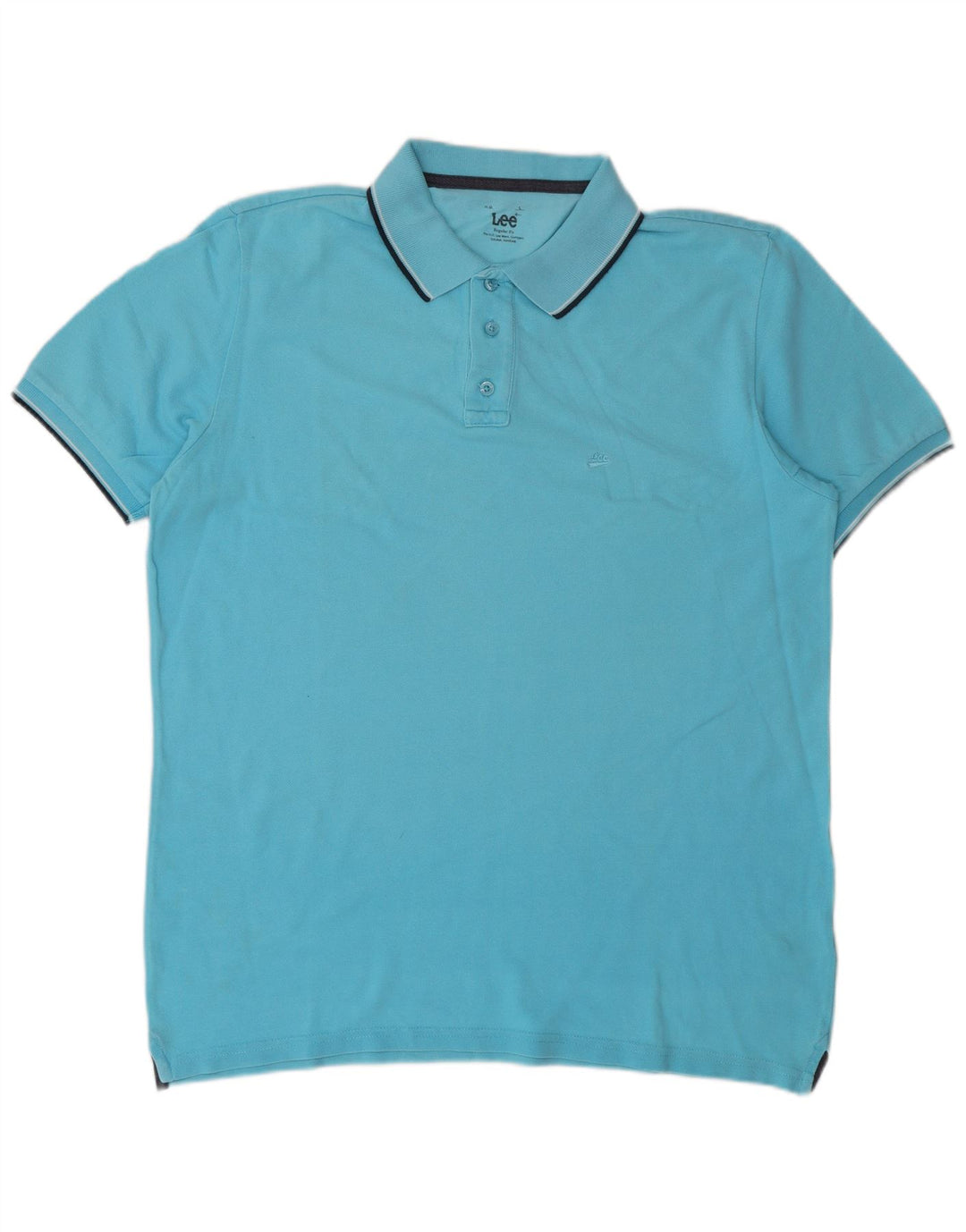 Camisa polo masculina Lee Regular Fit grande algodão azul
