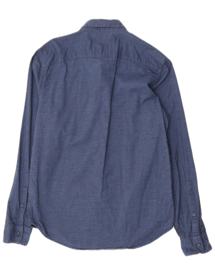 Camisa masculina Slim Fit Hollister de algodão azul marinho médio