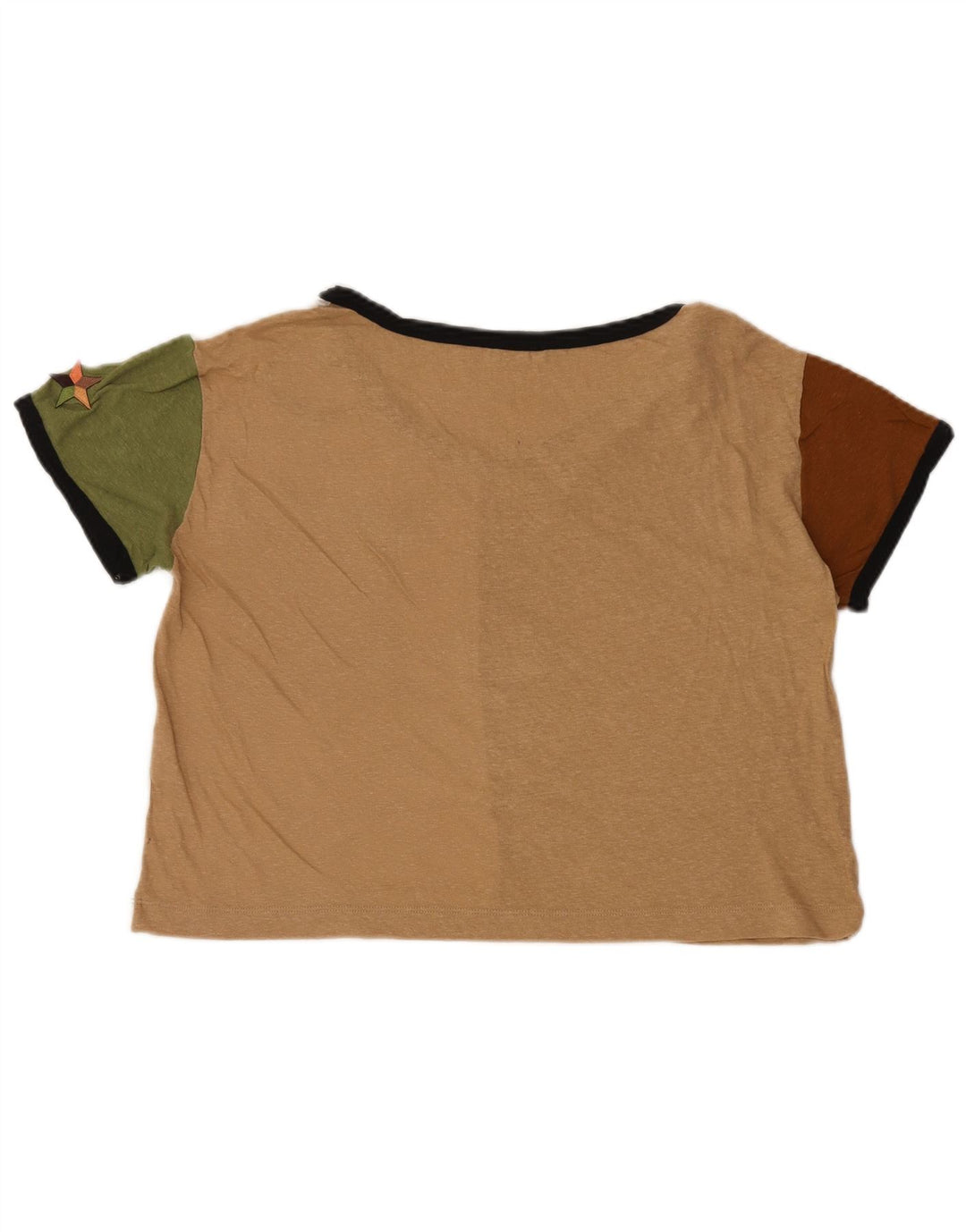Camiseta feminina oversized BENETTON UK 6 XS Bege Colourblock