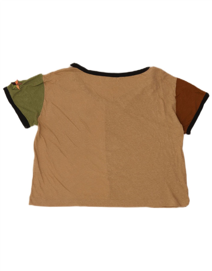 Camiseta feminina oversized BENETTON UK 6 XS Bege Colourblock