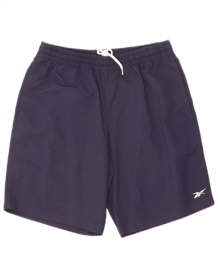 Shorts esportivos masculinos Reebok médio azul marinho poliamida