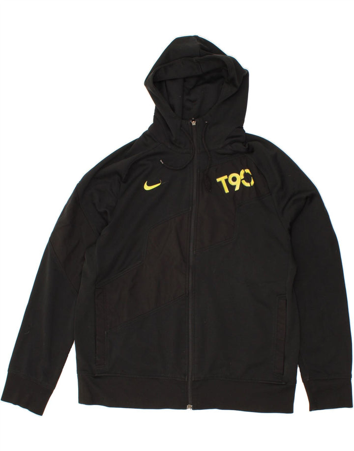 NIKE Mens Graphic Zip Hoodie Sweater Large Black Polyester Vintage Nike and Second-Hand Nike from Messina Hembry 
