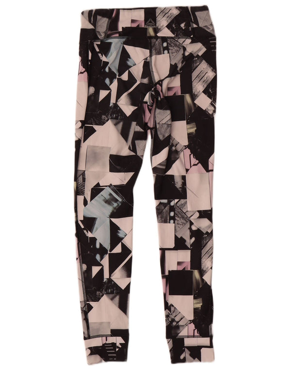 Leggings femininas Reebok UK 8/10 pequenas poliéster geométrico multicolorido