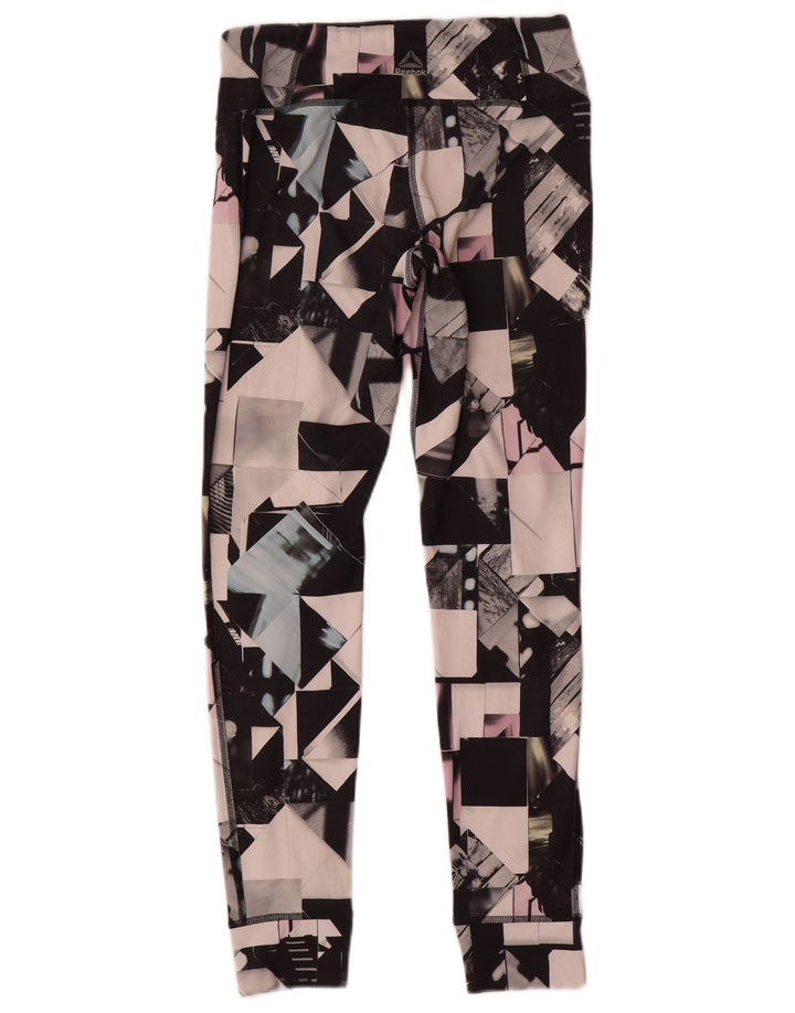 Leggings femininas Reebok UK 8/10 pequenas poliéster geométrico multicolorido
