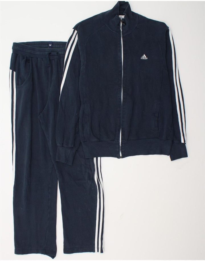 Adidas Mens Full Tracksuit UK 38/40 Médio Azul Marinho Algodão