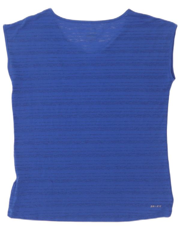 Camiseta Nike Feminina Dri Fit Top UK 14 Médio Azul Listrado