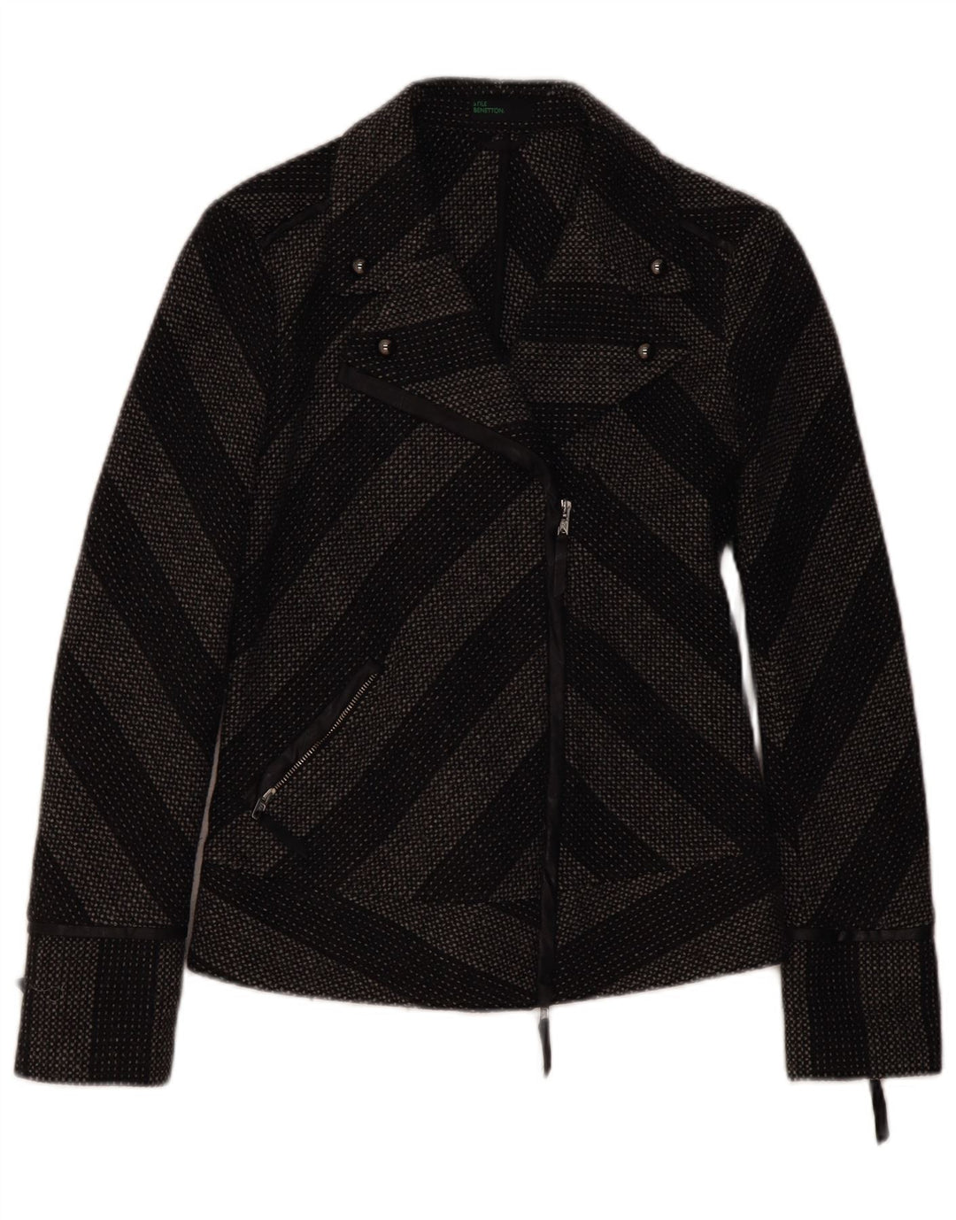 Jaqueta Blazer Feminina Benetton IT 44 Lã Listrada Cinza Médio