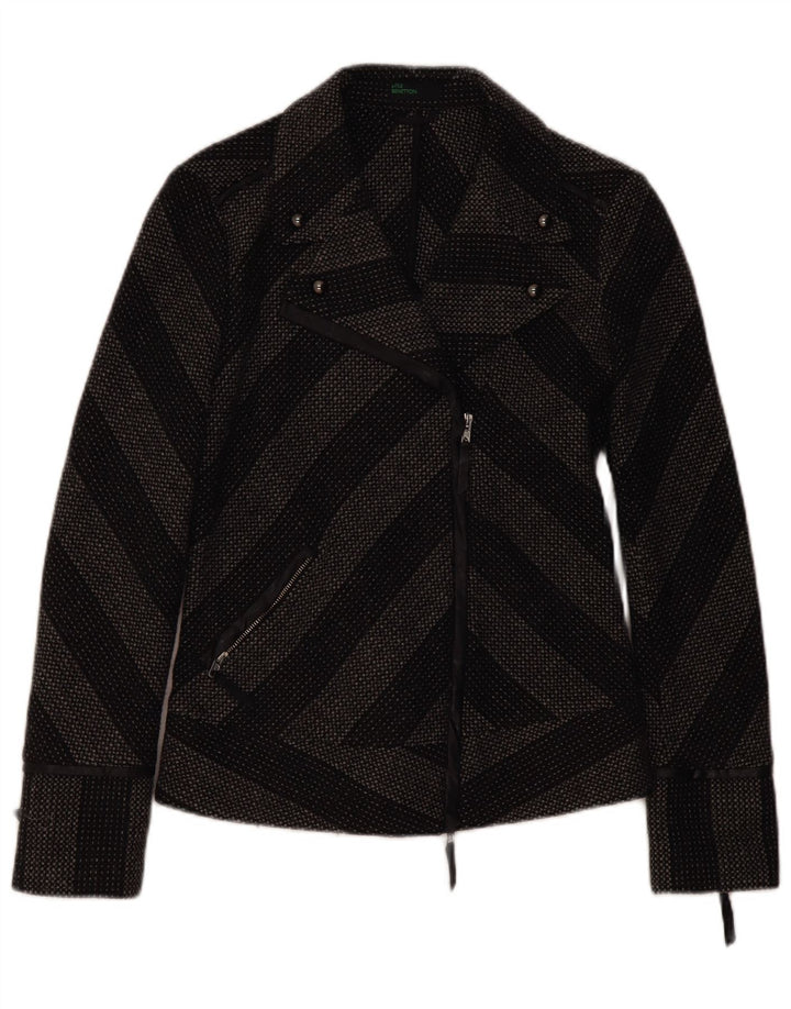 Jaqueta Blazer Feminina Benetton IT 44 Lã Listrada Cinza Médio