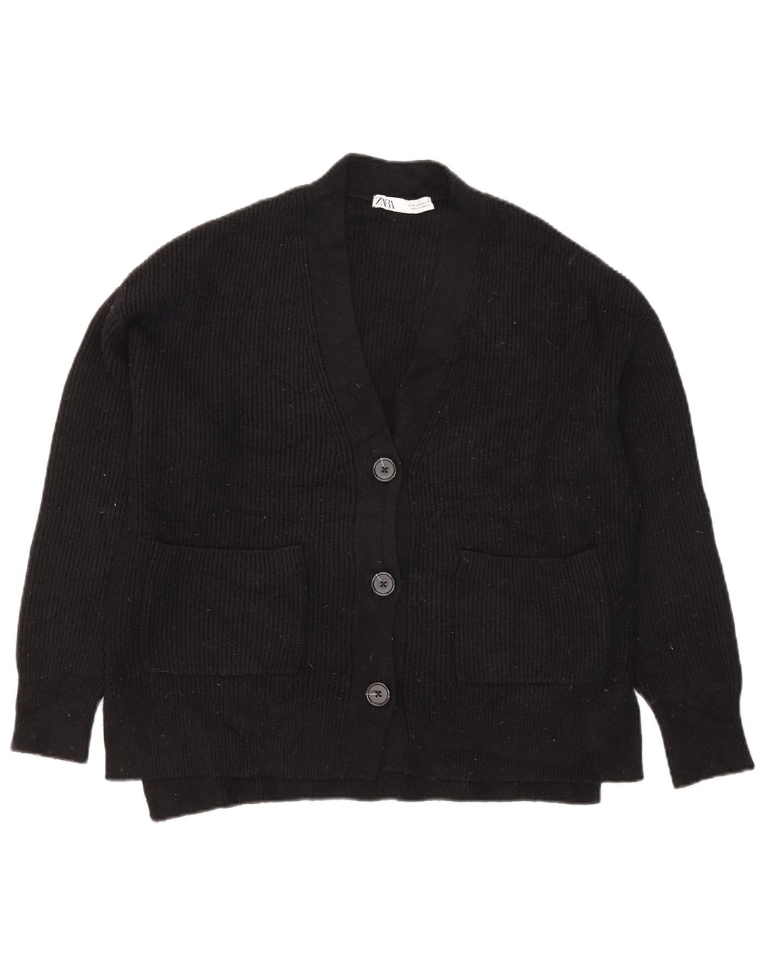 Zara Suéter Cardigan Oversized Feminino Reino Unido 14 Médio Preto