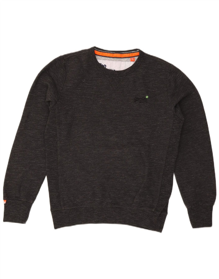Superdry moletom masculino jumper médio cinza algodão manchado