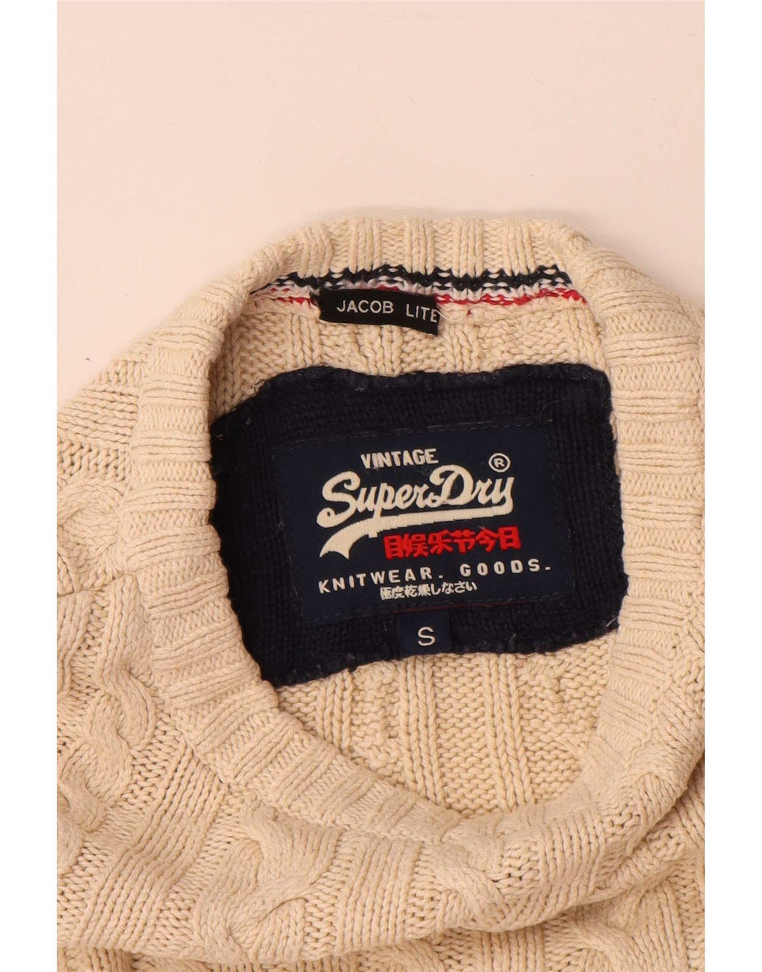 Suéter masculino Superdry com gola redonda e algodão bege pequeno