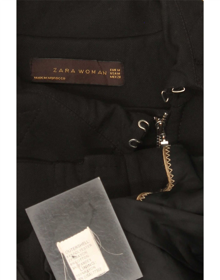 Zara Womens Biker Jacket UK 12 Médio Preto Poliéster