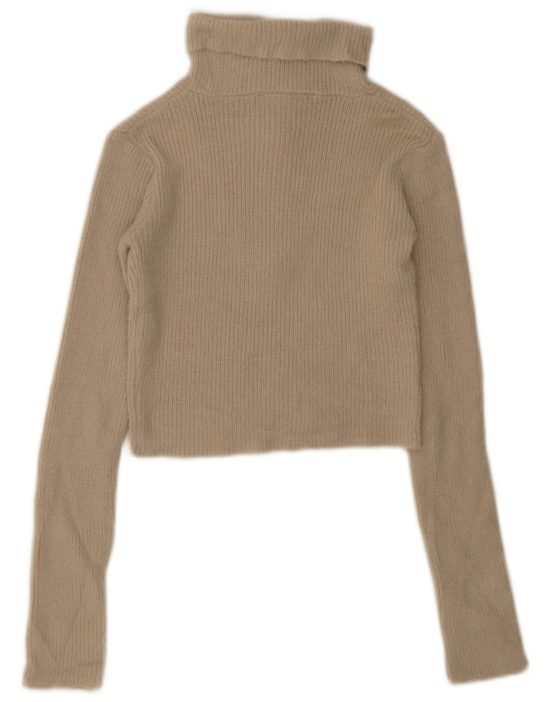 Suéter feminino Zara com gola e zíper, Reino Unido 12 Médio Bege