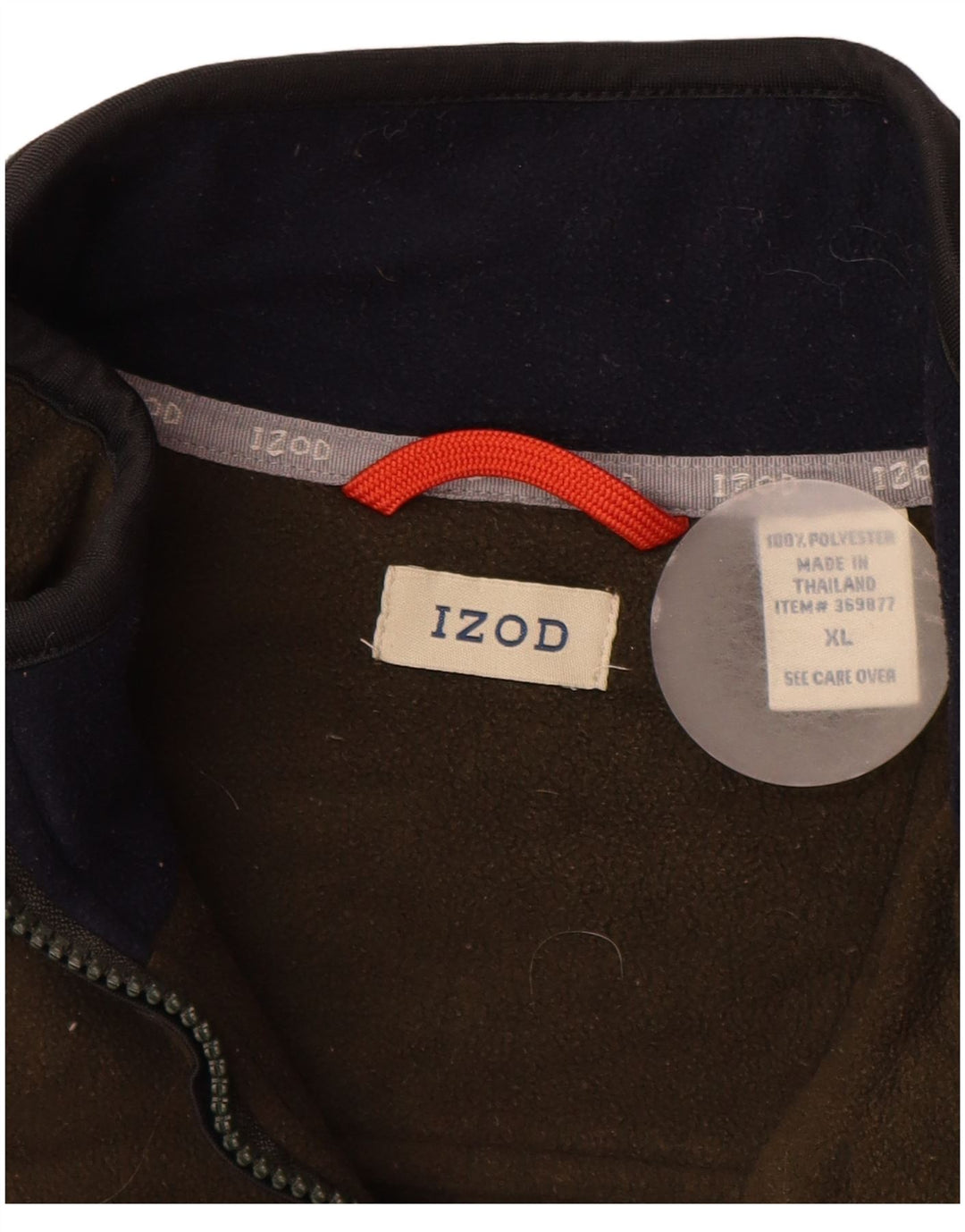 Suéter de lã masculino IZOD com zíper e gola XL poliéster cáqui