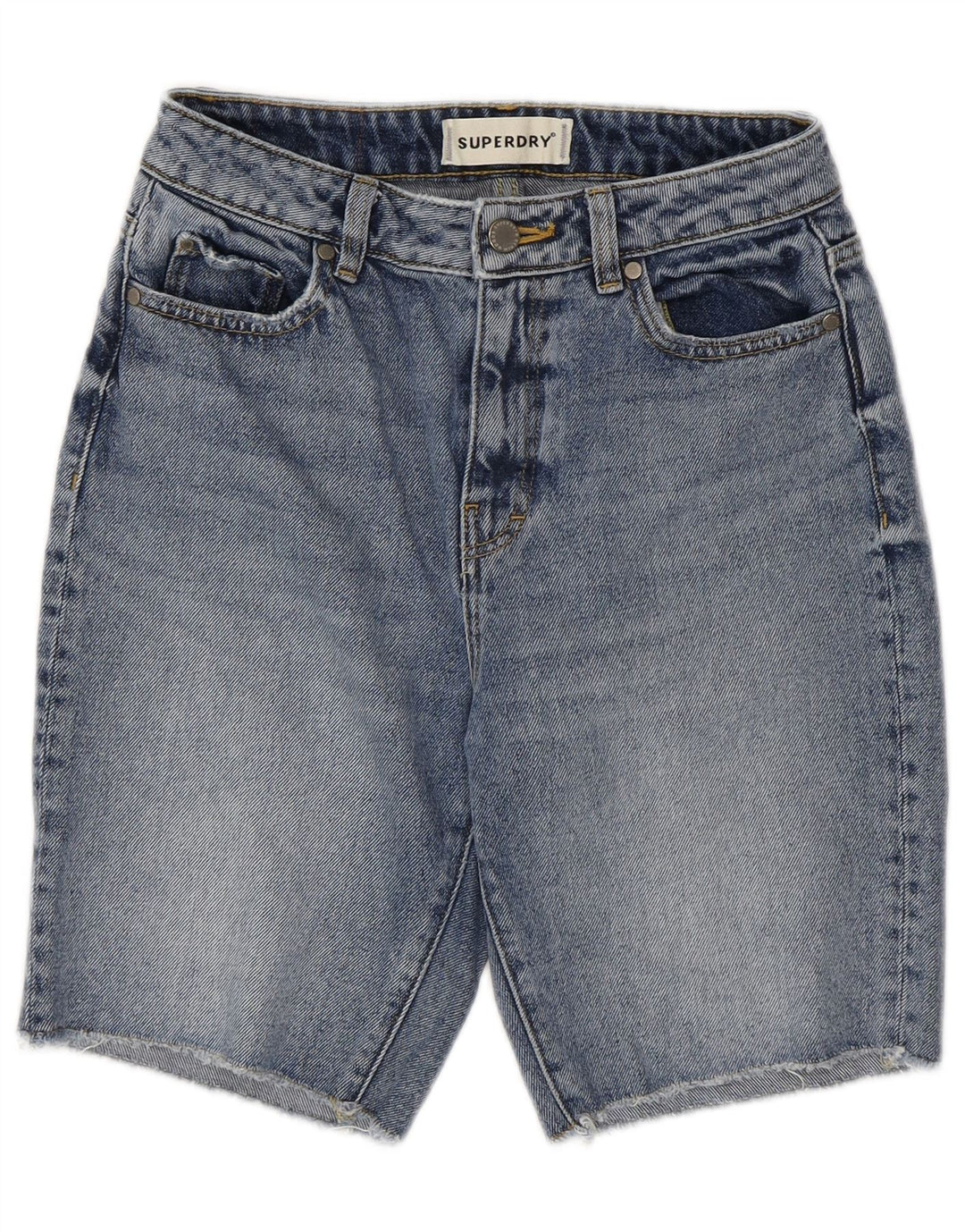 Shorts jeans feminino SUPERDRY W26 pequeno algodão azul