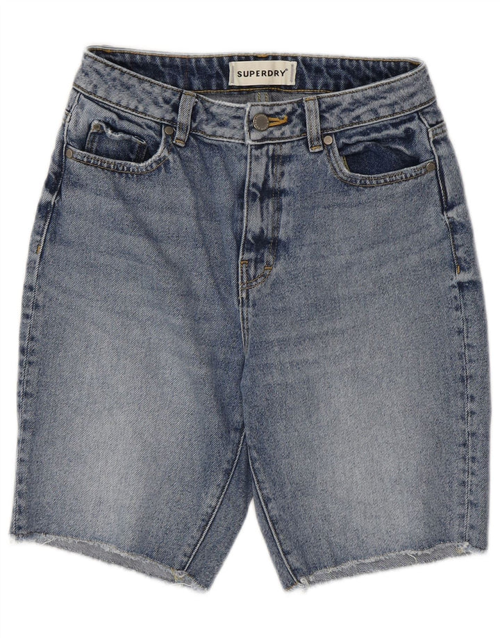Shorts jeans feminino SUPERDRY W26 pequeno algodão azul