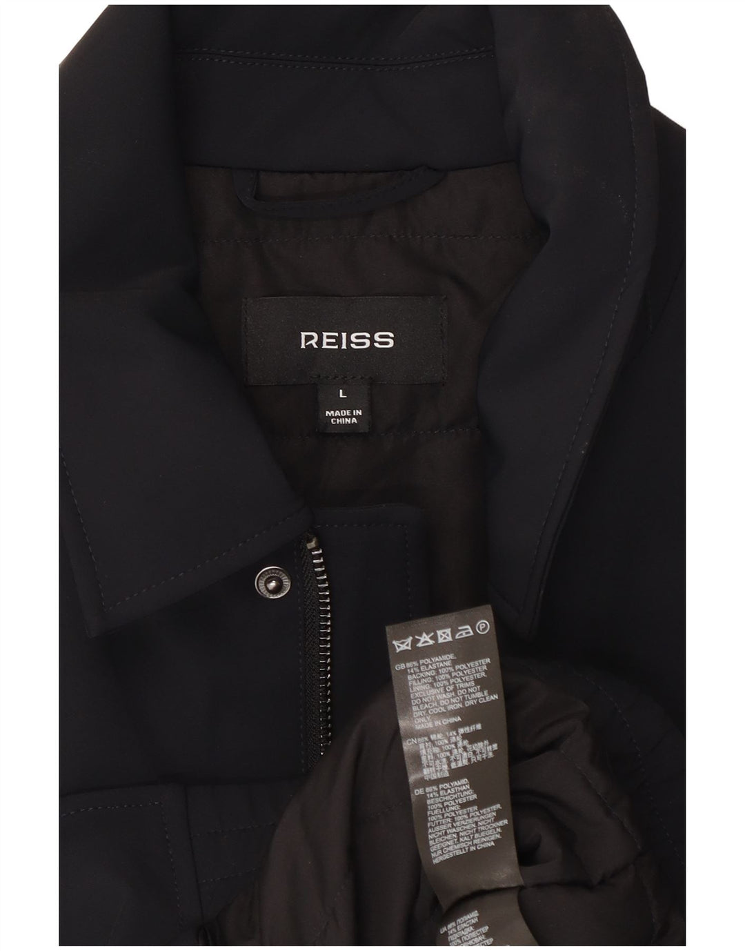 Jaqueta bomber masculina Reiss UK 40 grande poliéster preto