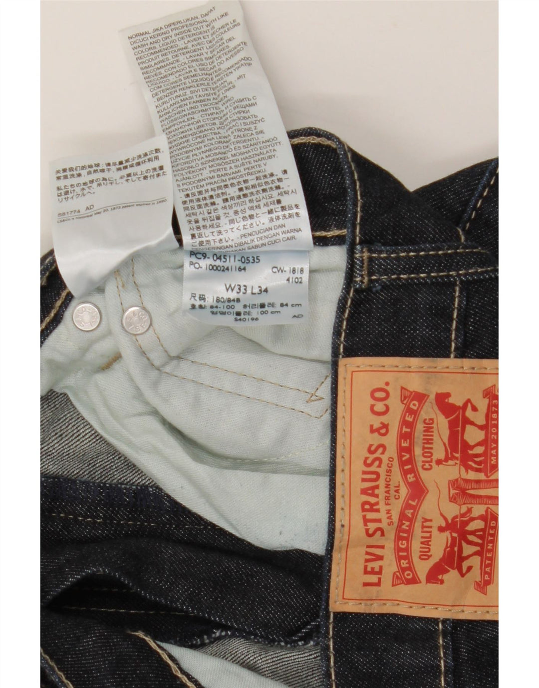 Levi's Masculino 511 Slim Jeans W33 L34 Azul Marinho Algodão