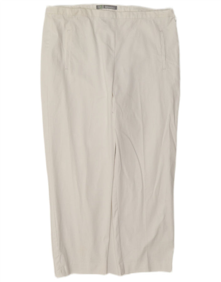 Calça capri feminina Marks & Spencer Reino Unido 12 médio W30 L21 algodão branco