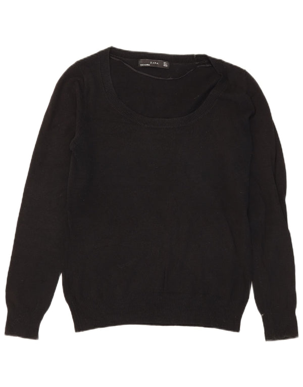 Suéter feminino Zara com gola canoa Reino Unido 14 grande preto