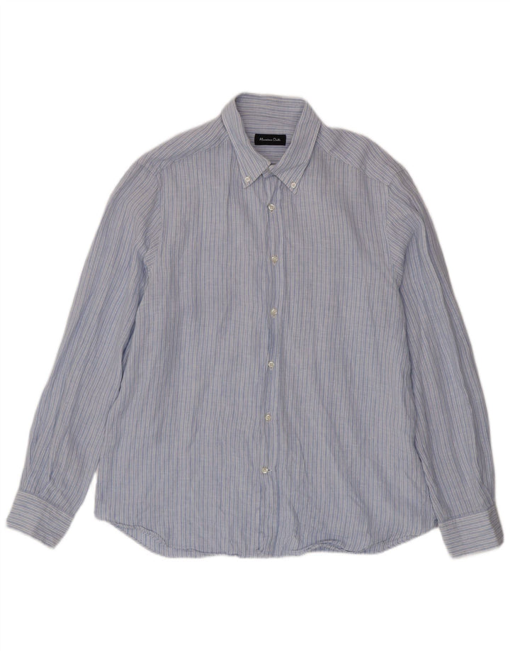 Camisa masculina Massimo Dutti XL risca de giz azul