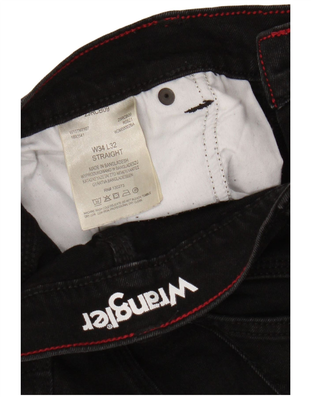 Wrangler Mens Straight Jeans W34 L29 Algodão Preto