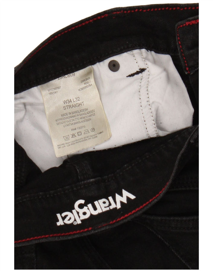 Wrangler Mens Straight Jeans W34 L29 Algodão Preto