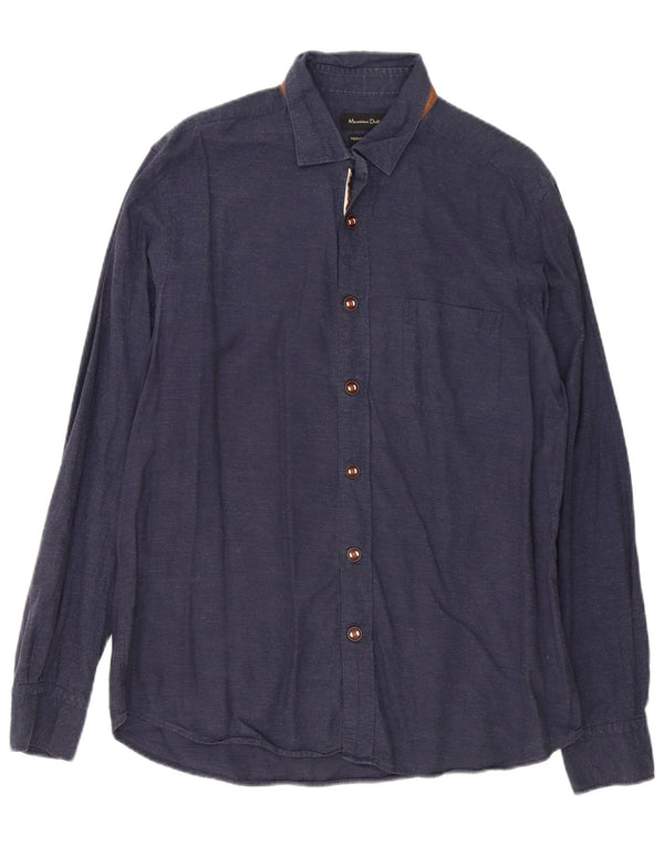 Camisa masculina Massimo Dutti grande azul marinho