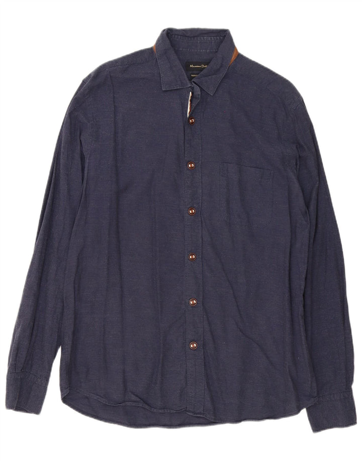 Camisa masculina Massimo Dutti grande azul marinho