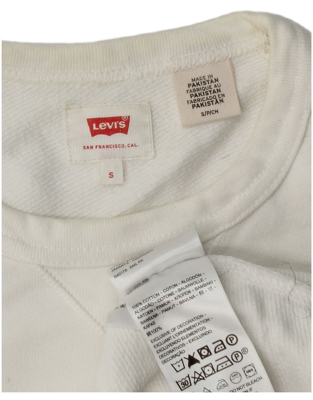 Levi's Moletom Masculino Jumper Pequeno Algodão Branco