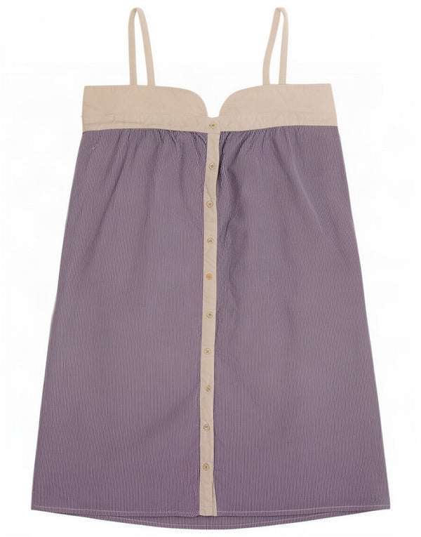 Zara Womens Mini Sundress UK 14 Large Blue Pinstripe Cotton