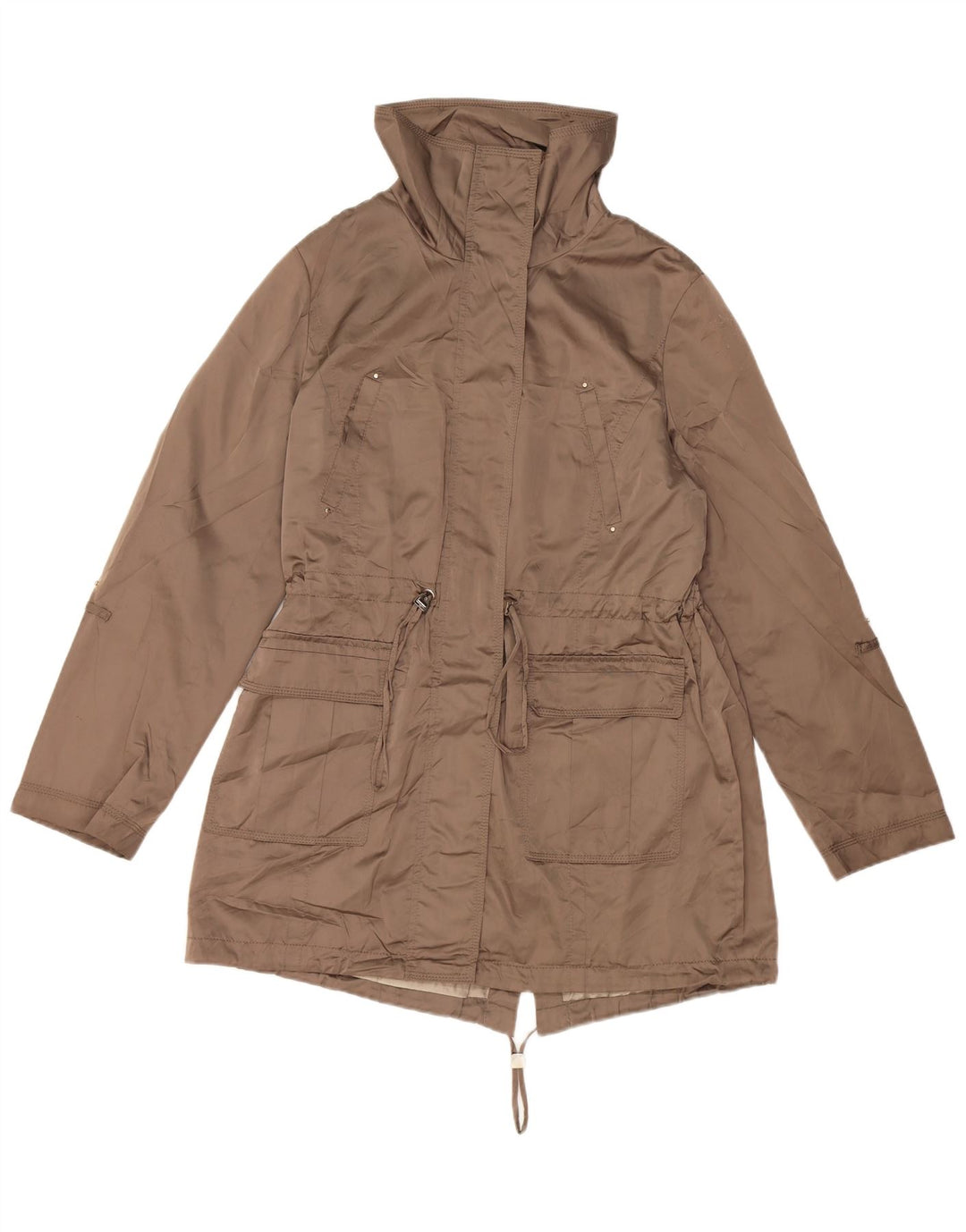 Jaqueta feminina Marks & Spencer Autograph Parka Reino Unido 14 poliéster cáqui médio