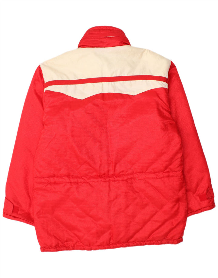 Casaco acolchoado masculino vintage UK 40 grande bloco colorido vermelho