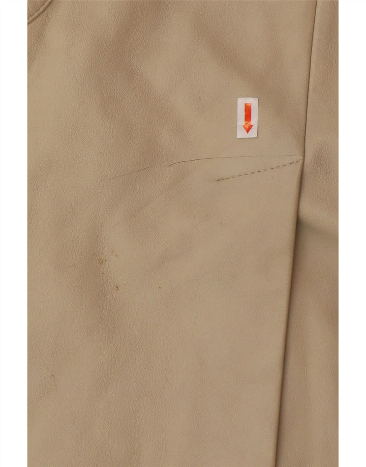 Casaco de couro feminino OLLY & CO Reino Unido 10 couro bege pequeno