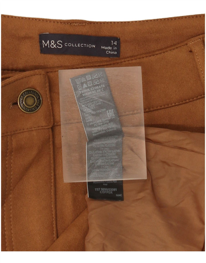 Minissaia feminina Marks & Spencer UK 14 grande W34 poliéster bege