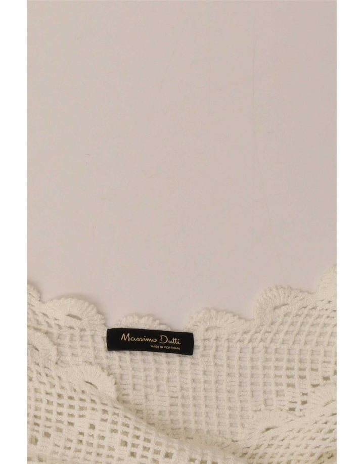 Blusa feminina sem mangas Massimo Dutti UK 16 grande branco