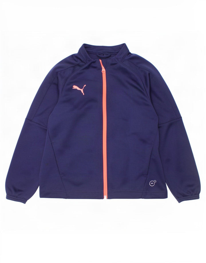 Casaco de treino feminino Puma 7-8 anos azul marinho poliéster