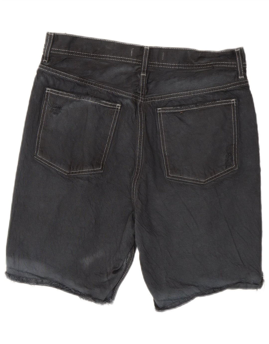 ZARA Shorts jeans masculino desgastado UE 40 médio W31 algodão cinza