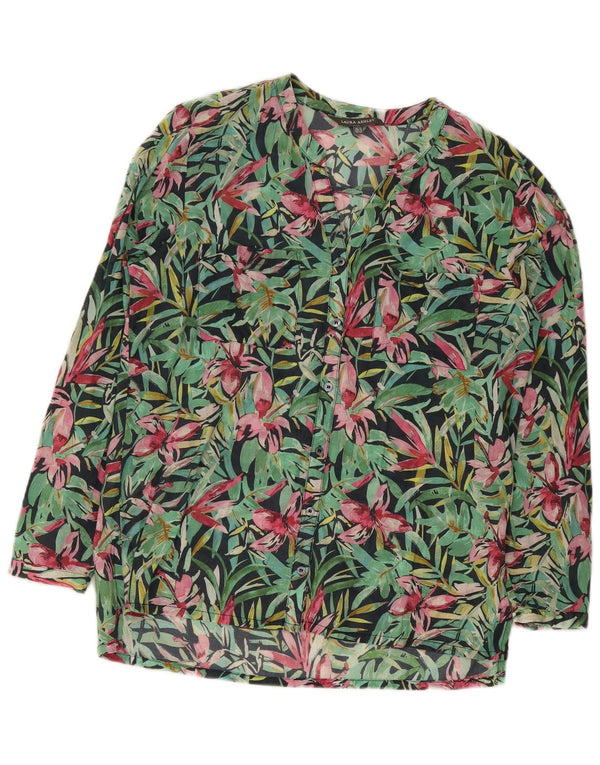 Blusa feminina Laura Ashley Reino Unido 14 grande algodão floral verde