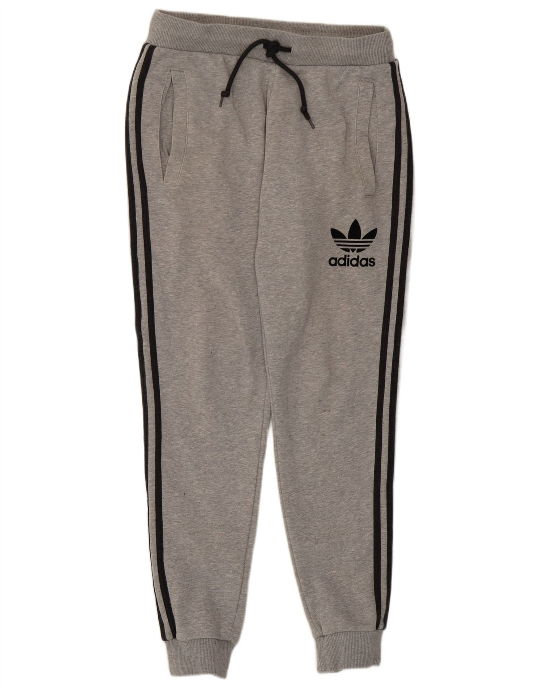 Adidas masculino gráfico calças de treino joggers algodão cinza médio