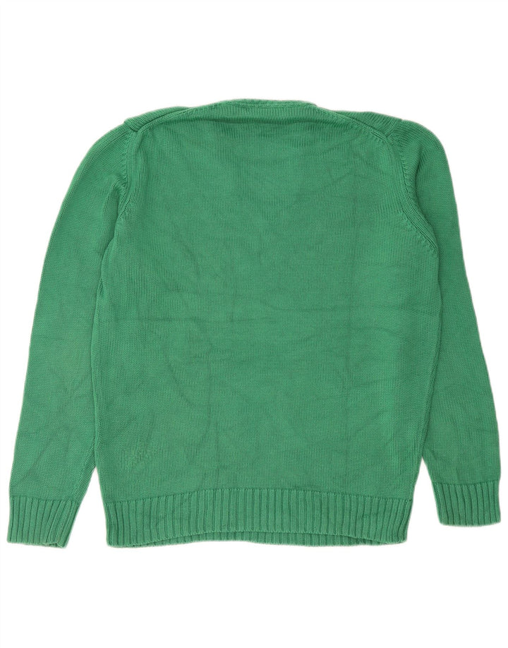 Suéter masculino Zara com decote em V grande algodão verde