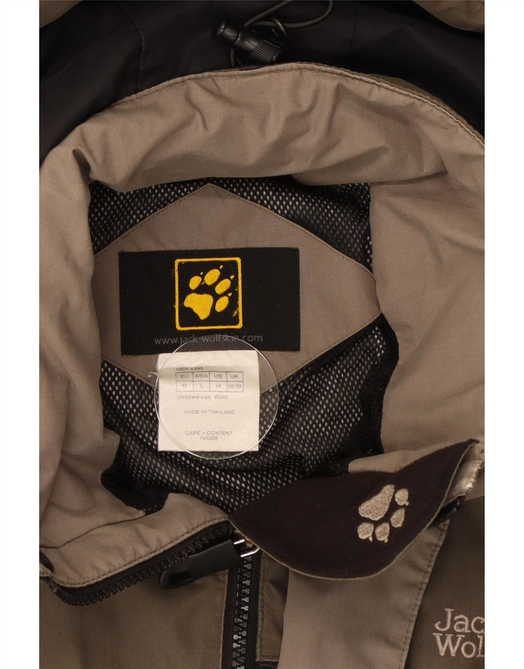 Jaqueta corta-vento masculina Jack Wolfskin com capuz Reino Unido 36/38 bege médio