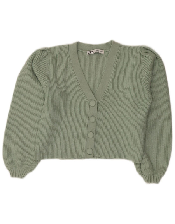 Suéter cardigã feminino Zara Reino Unido 10 viscose verde pequena