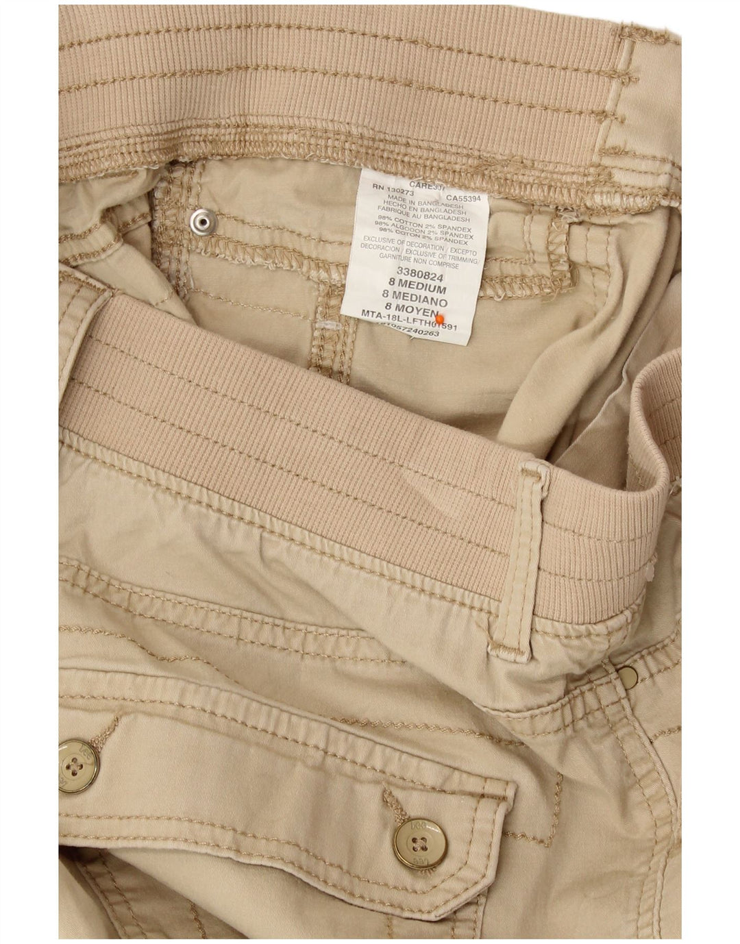 Calça capri feminina reta LEE US 8 médio W30 L18 algodão bege