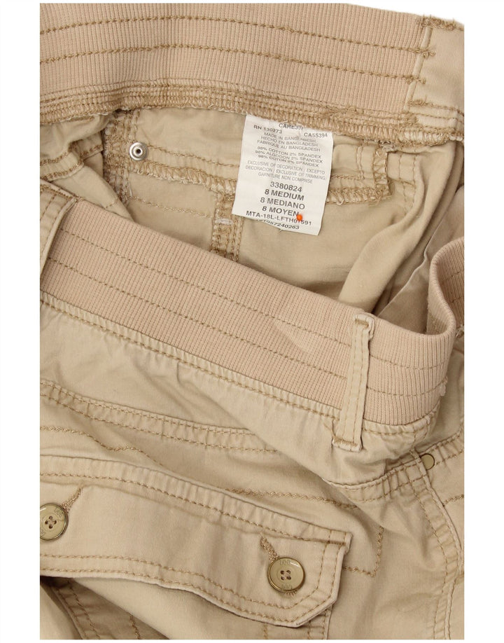Calça capri feminina reta LEE US 8 médio W30 L18 algodão bege