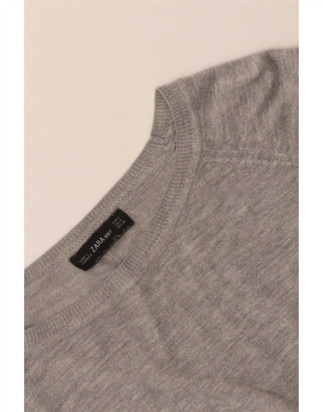 Zara Suéter feminino cropped com gola canoa Reino Unido 14 cinza médio