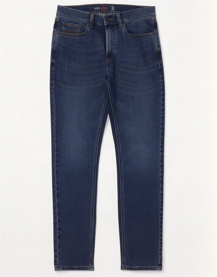 Marks & Spencer Mens Slim Jeans W30 L29 Azul Algodão