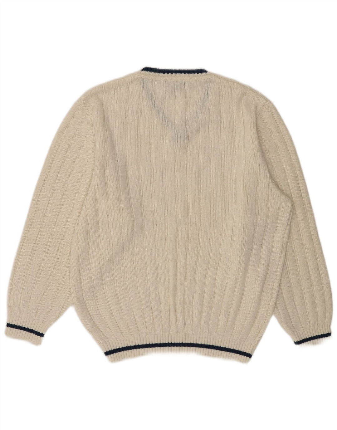 Suéter masculino VINTAGE com decote em V UK 40/42 médio branco poliacrílico