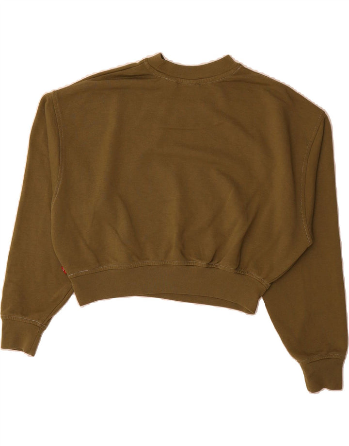 LEVI'S Womens Oversized Crop Sweatshirt Jumper UK 6 XS Khaki Cotton Vintage Levi's and Second-Hand Levi's from Messina Hembry 
